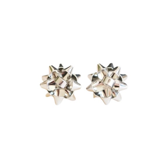 Bow Earrings Silver Botanicals